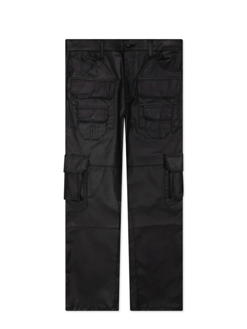 RTA Black Leather Multi-Pocket Cargo Pants